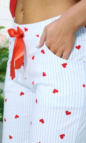 Комплект женский Сердечки красно-белый