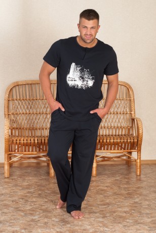 Мужской костюм синий с городом