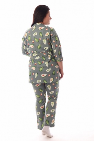 Комплект женский (халат, майка и брюки) с авокадо