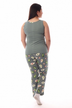 Комплект женский (халат, майка и брюки) с авокадо