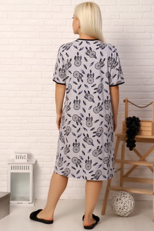 Халат женский серый на молнии с узорами