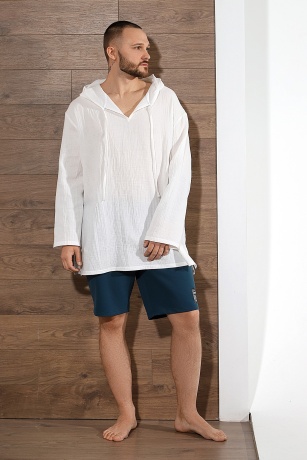 Мужская белая рубашка с капюшоном для пляжа