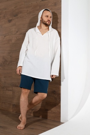 Мужская белая рубашка с капюшоном для пляжа