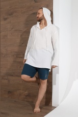 Мужская белая рубашка с капюшоном для пляжа