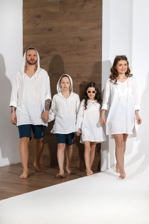 Мужская белая рубашка с капюшоном для пляжа