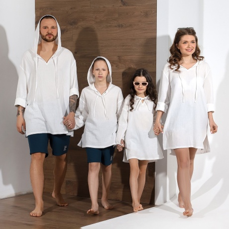 Мужская белая рубашка с капюшоном для пляжа