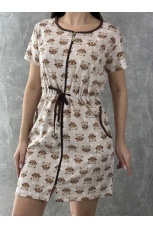 Халат женский бежевый с совами