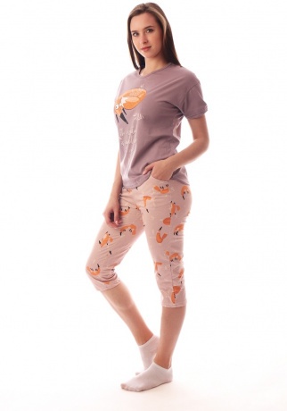 Пижама женская с лисичками (бриджи)