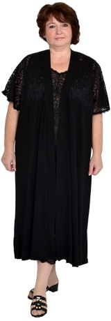 Халат женский черный, вискоза, большие размеры