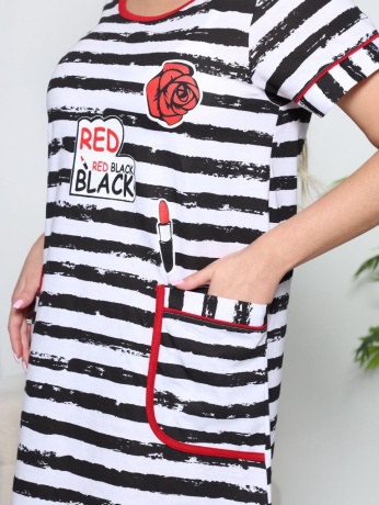 Туника женская в полоску с розой