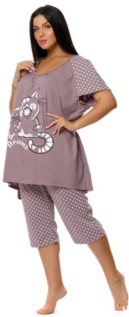 Пижама женская с котом, большого размера