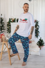 Пижама мужская в стиле family look. Новогоднее чудо-5, белый
