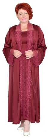 Сорочка женская бордовая, шелк, большие размеры