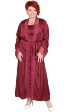 Халат женский бордовый, шелк, большие размеры
