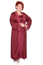 Халат женский бордовый, шелк, большие размеры