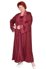 Халат женский бордовый, шелк, большие размеры