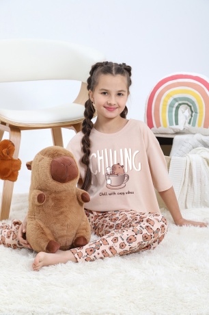 Пижама для девочки с капибарой Family Look Капи-1