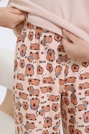 Пижама для девочки с капибарой Family Look Капи-1