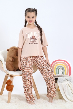 Пижама для девочки с капибарой Family Look Капи-1