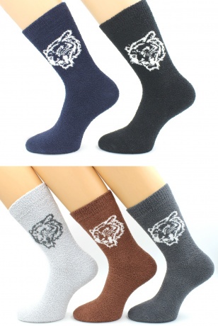 Носки мужские Тигры (ассорти), махра-пенка