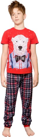 Пижама для мальчика красная с медведем
