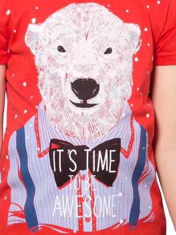 Пижама для мальчика красная с медведем