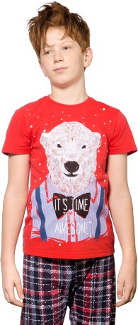 Пижама для мальчика красная с медведем