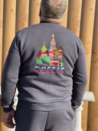 Костюм мужской с вышивкой (серый)