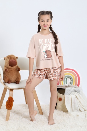 Пижама женская с капибарой Капи-4 бежевый