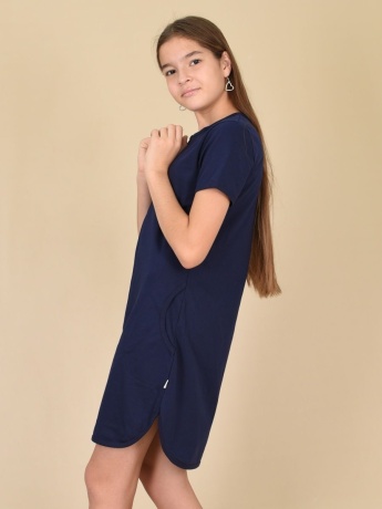 Халат для девочки, темно-синий с котиком