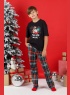 Пижама для мальчика новогодняя family look Традиция-1 черный