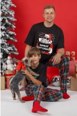 Пижама для мальчика новогодняя family look Традиция-1 черный