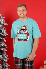 Пижама мужская новогодняя family look Традиция-2 ментоловый