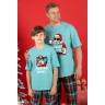 Пижама мужская новогодняя family look Традиция-2 ментоловый