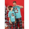 Пижама мужская новогодняя family look Традиция-2 ментоловый