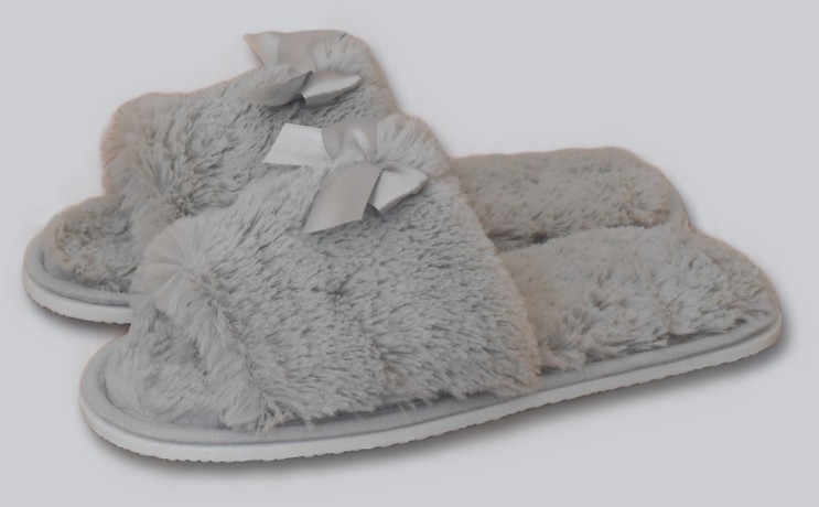 Женские тапочки искусственный мех "Бантик" открытый нос