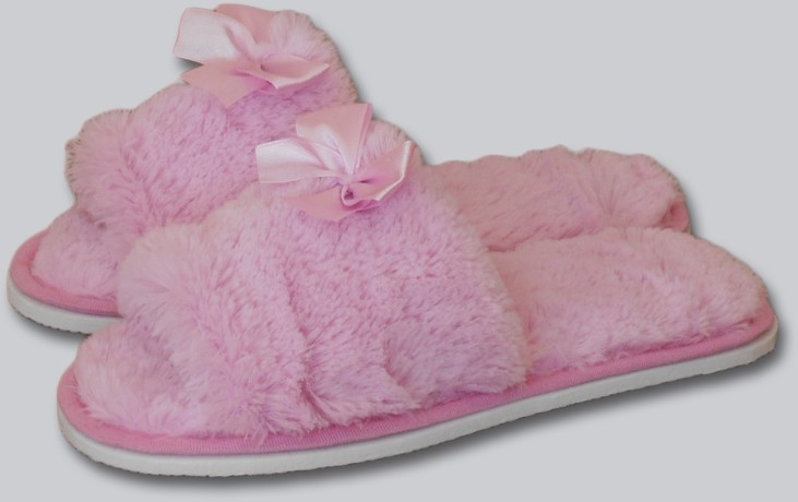 Женские тапочки искусственный мех "Бантик" открытый нос