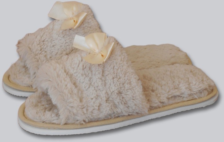 Женские тапочки искусственный мех "Бантик" открытый нос