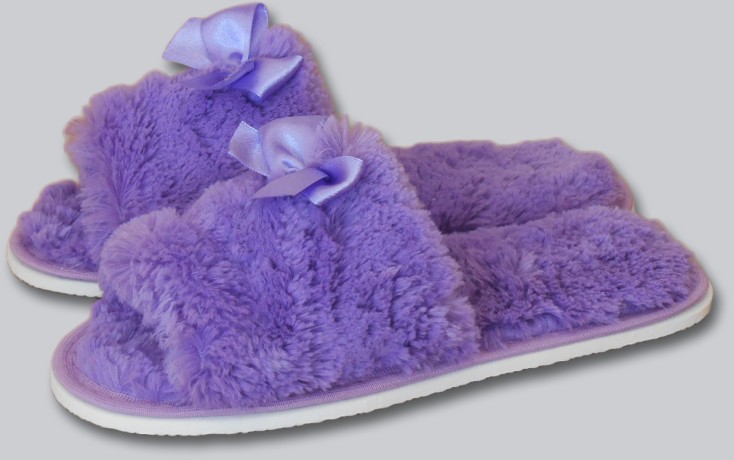 Женские тапочки искусственный мех "Бантик" открытый нос