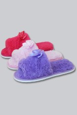 Женские тапочки искусственный мех "Бантик" открытый нос