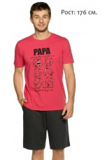 Мужской комплект красный, Папа (шорты)