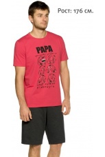 Мужской комплект красный, Папа (шорты)