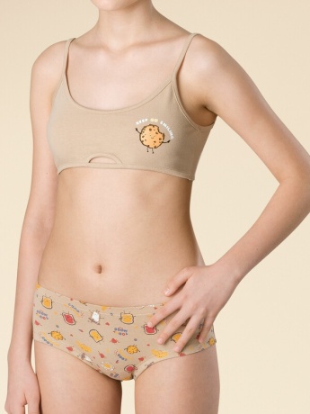 Майка-топ для девочек бежевая