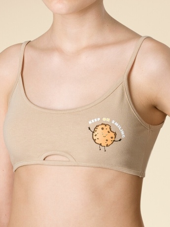 Майка-топ для девочек бежевая