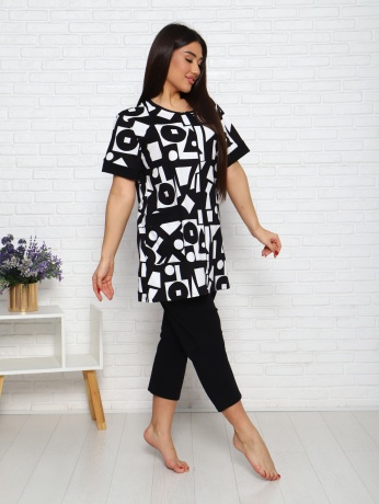 Костюм женский, черно-белый, большие размеры