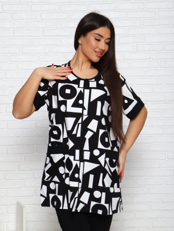 Костюм женский, черно-белый, большие размеры