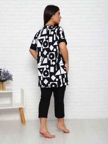 Костюм женский, черно-белый, большие размеры