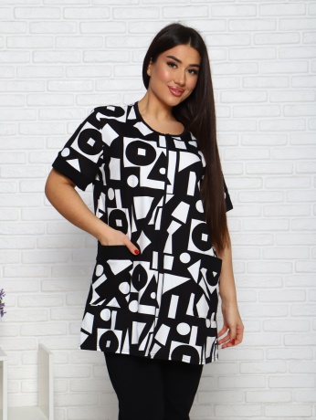 Костюм женский, черно-белый, большие размеры