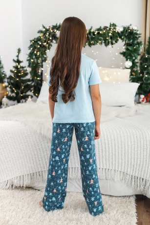 Пижама для девочки новогодняя Хлоя-1 голубой