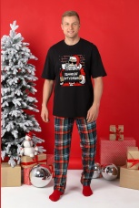 Пижама мужская новогодняя family look Традиция-2 черный